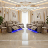 Hannah Fabric Electric Recliner Sofa 3+2 Seater Set - 3+2 Seater Sofa With Cup-Holders/LED Lights
