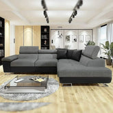 Anton Sofabed Corner Sofa Bed With Storage Box Grey-Black