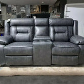 Nova Leather Electric Recliner Sofa Set – 2+2 Seater in Elephant Grey with Built-in Cup Holder