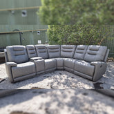 Halifax Leather Electric Recliner Corner Sofa (Black,Grey,Beige)-USB Ports/LED LIGHTS/CUP HOLDERS