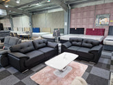 Kansas Leather Sofa 3+2 Black/Grey