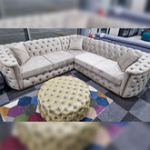 Toronto Chesterfield Corner Sofa Cream & Gold