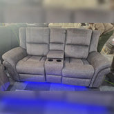 Berlin Fabric Electric Recliner Sofa Set – 2+2 Seater, Grey with Cup Holders & LED Lights