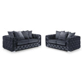 Ashton Range Chesterfield Sofa Set 3+2 Seater Belgravia Grey Plush Velvet