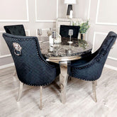 Black Round Louis Table with 4 Black Majestic Chairs