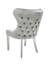 Valentino Plush Velvet Dining Chairs- Silver