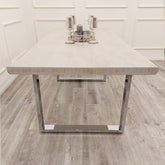 Freya Pine Wood Dining Table - Chrome Legs