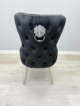 Black Silver Victoria Lion Knocker Chairs