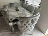 Grey Louis Dining Table With Light Grey Valentino Chairs