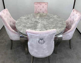 1.3m Round Grey Louis Dining Table With Pink Valencia Chairs