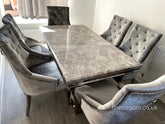 Grey Arial Dining Table With Silver Isabelle Chairs