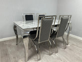 Grey Louis Dining Table With Windsor Chairs