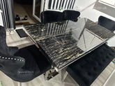 Black Ariana Dining Table With Black Valentino Chairs & Bench