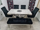 Grey Arial Dining Table with Black Majestic Chairs & Bench