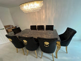 Black Gold Louis Dining Table With Black Gold Majestic Chairs