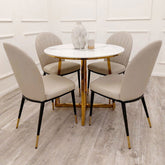 Juno Gold Dining Table with 4 Etta Beige Chairs