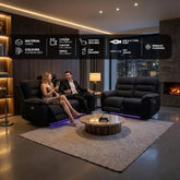 Milano 3+2 Electric Recliner Sofa Set – Fabric Sofa with USB-C, Wireless Charging, LED Lights & Cup Holders