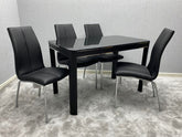 Morano Black Dining Set with 4 Chairs