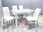 Morano White Dining Set with 4 Chairs