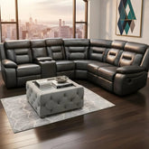 Nova Corner Sofa Electric Recliner – Leather Sofa with Built-in USB & Cup Holders, Elephant Grey