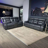Nova Leather Electric Recliner Sofa Set – 3+2 Seater with Built-in Cup Holders & USB Ports, Elephant Grey