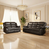 ROMA BLACK LEATHER 3+2+1 SOFA SET (Air Leather UKFR)