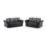 3+2 Shannon Farrow Large Sofa Chenille Fabric Grey Black/Brown Beige (Grey Black). Fire Resistant As Per British Standards, Foam Filled Seats For Comfort.