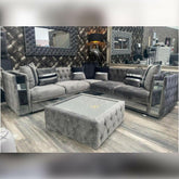 Valentino Chesterfield Corner Sofa Grey