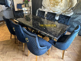 Monaco Black Gold Dining Table With Majestic Black Gold Chairs