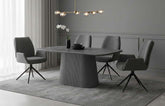 Davos Grey Ceramic Oval Dining Table with Fairmont Swivel Chairs