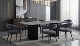 Olympia Grey Ceramic Dining Table with Olympia Grey Dining Chairs