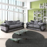 sleepkings Dino 3 Seater 2 Seater Upholstered Combination Fabric Black Grey (Black & Grey, 3+2 Seater Set)