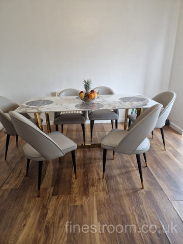 Pandora Lucein Dining Table With Astra Beige Chairs
