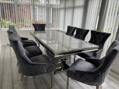 Grey Arial Dining Table With Dark Grey Majestic Chairs