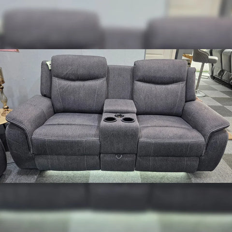 Parada Music Electric Recliner 3+2 Fabric Sofa Set – Grey | Bluetooth Speakers, USB Ports, LED Lighting & Cooling Cupholders