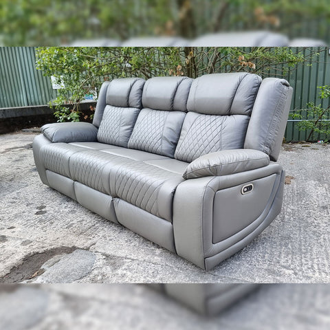 Lisbon Leather Electric Recliner Sofa 3+2 Seater – USB Ports, C-Type Port, LED Lights, Wireless Charging & Cup Holders