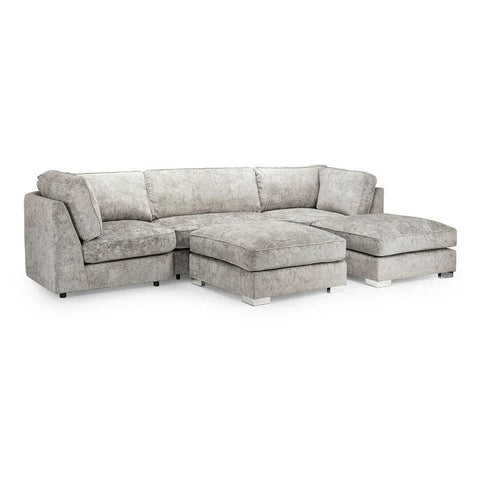 Bishop U Shape High Back Sofa Set Truffle | Premium High Back Chenille Fabric Lounge Suite | Modular Sectional Couch with Footstool