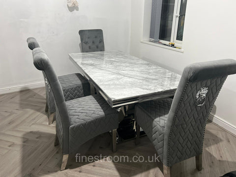Grey Arial Dining Table With DG Sofia Chairs & Majestic Bench