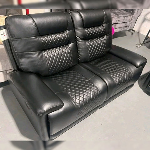 Halifax Leather Electric Recliner Sofa Set With Cupholders - 3+2 Seater Sofa - LED Lights - Wireless Charging - USB Charging Ports (Grey, Black & Brown 3+2 Seater)