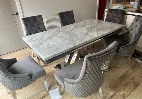 Grey Marble Milan Table with DG Majestic Chairs