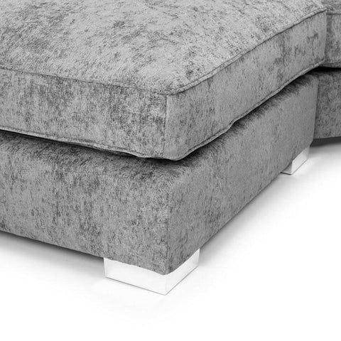 Bishop U Shape High Back Sofa Set Grey | Premium High Back Chenille Fabric Lounge Suite | Modular Sectional Couch with Footstool