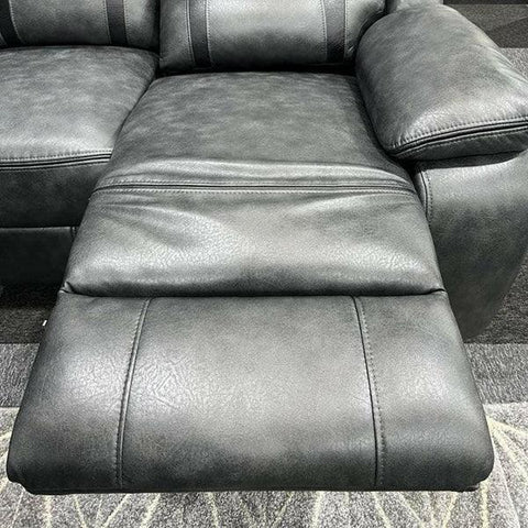 Nova Corner Sofa Electric Recliner – Leather Sofa with Built-in USB & Cup Holders, Elephant Grey