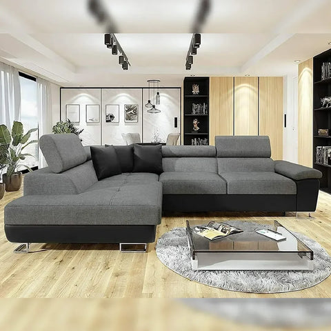 Anton Sofabed Corner Sofa Bed With Storage Box Grey-Black