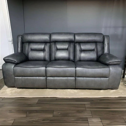 Nova Leather Electric Recliner Sofa Set – 3+2 Seater with Built-in Cup Holders & USB Ports, Elephant Grey