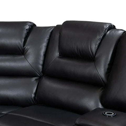 Oxford Leather Electric Recliner Corner Sofa with Cupholders, USB Charging Ports, LED Lights – Leather Corner Sofa