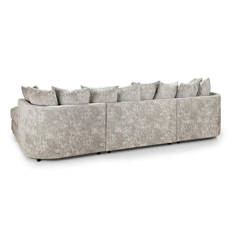 Bishop U Shape Scatter Back Sofa Set Truffle | Premium Scatter Back Chenille Fabric Lounge Suite | Modular Sectional Couch with Footstool
