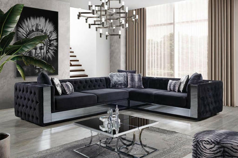 Valentino Chesterfield Corner Sofa Grey