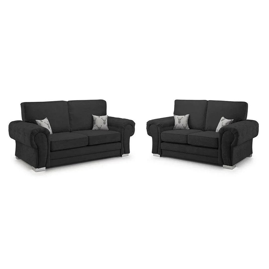 Verona Range Scatter Back 3+2 Seater Sofa Set Black