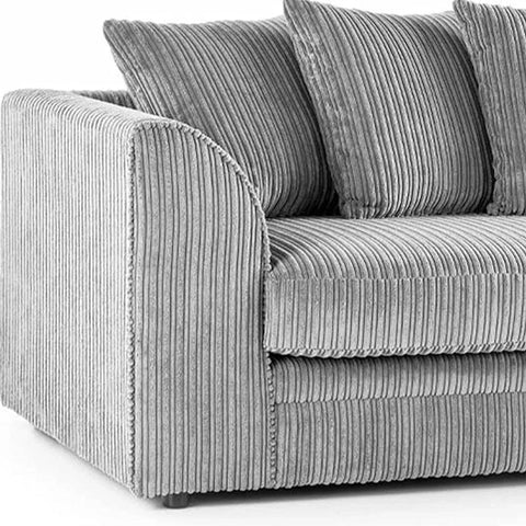 Dylan Jumbo Cord 4 Seater Fabric Corner Sofa In Grey Right Hand Corner / Coffee