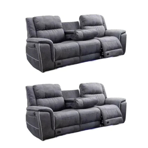 Hannah Fabric Electric Recliner Sofa 3+2 Seater Set - 3+2 Seater Sofa With Cup-Holders/LED Lights
